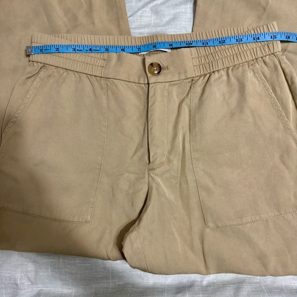 Loft Tan Beige Patch Pocket Wide Leg Pants Size 10 - Picture 7 of 10